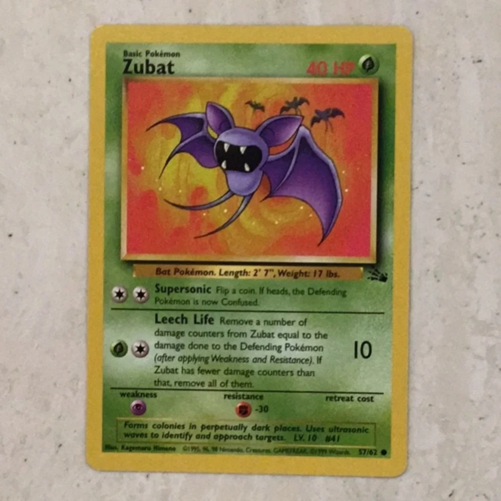 1999 Pokemon Cards Venonat Grimer Zubat Rattata Tentacool Ekans Lot Of 7 TCG